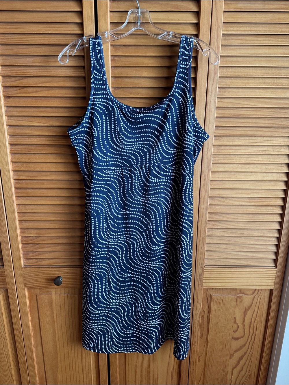 COLUMBIA Sleeveless Navy Wave-Print Dress size L